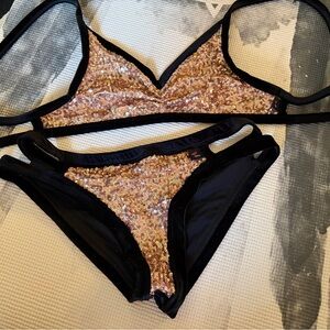 Slinky Minx Polewear All That Glitters Rose Gold Set - L